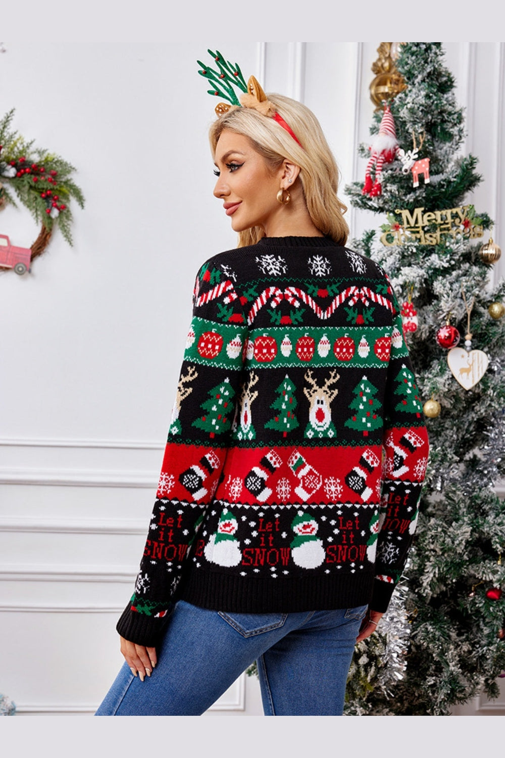 Reindeer Button Up Long Sleeve Cardigan - Cardigans - FITGGINS