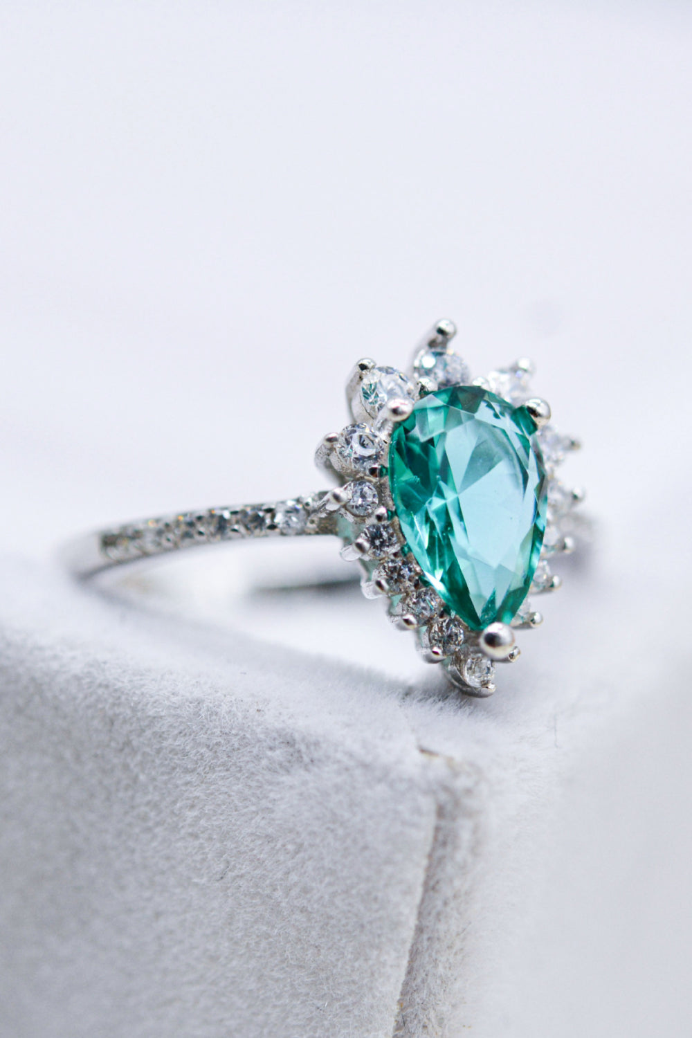 Paraiba Blue Zircon Pear Shape Ring - Rings - FITGGINS