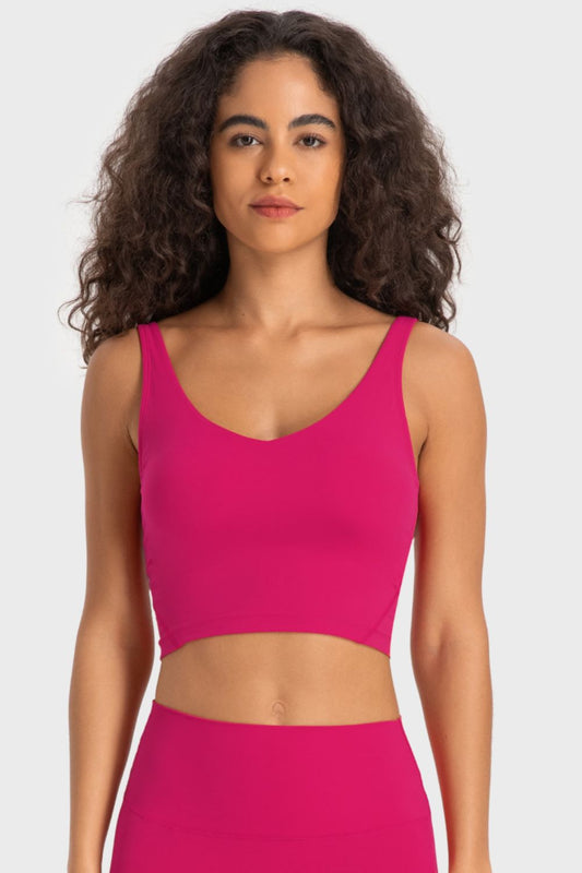 Millennia Deep V-Neck Crop Sports Bra Deep Rose Fitggins