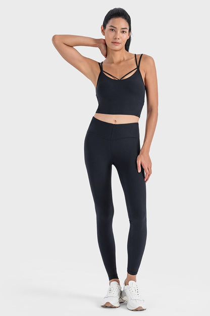 Millennia Double Strap Ribbed Sports Cami - Crop Tops & Tank Tops - FITGGINS