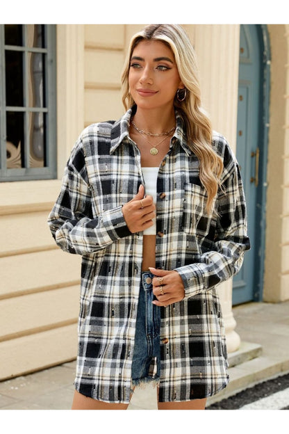 Plaid Button Up Long Sleeve Shirt - Shirts - FITGGINS