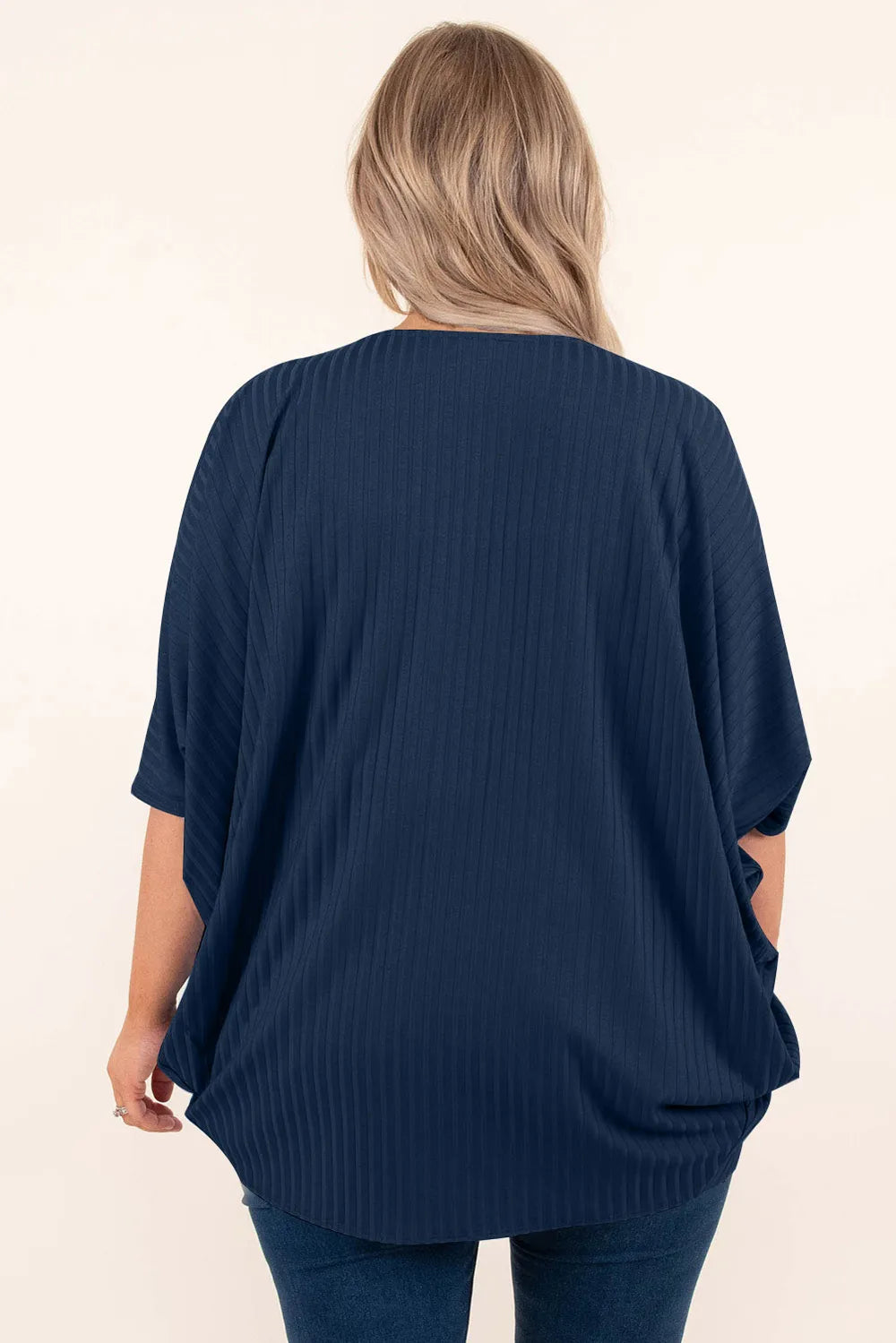 Plus Size Ribbed Cocoon Cover Up Fitggins
