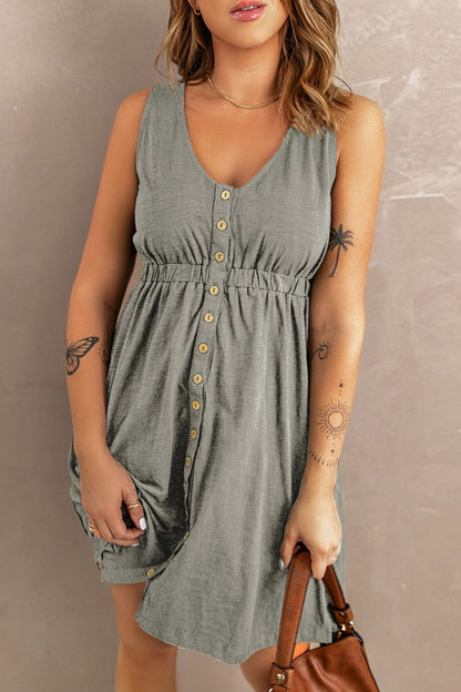 Sleeveless Button Down Mini Magic Dress Fitggins