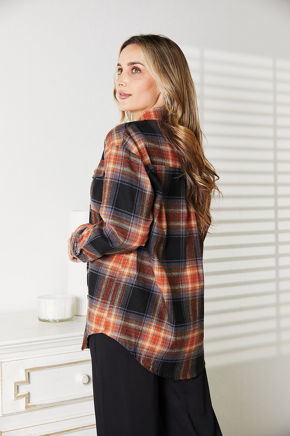 Mandy Plaid Dropped Shoulder Shirt - Shirts - FITGGINS