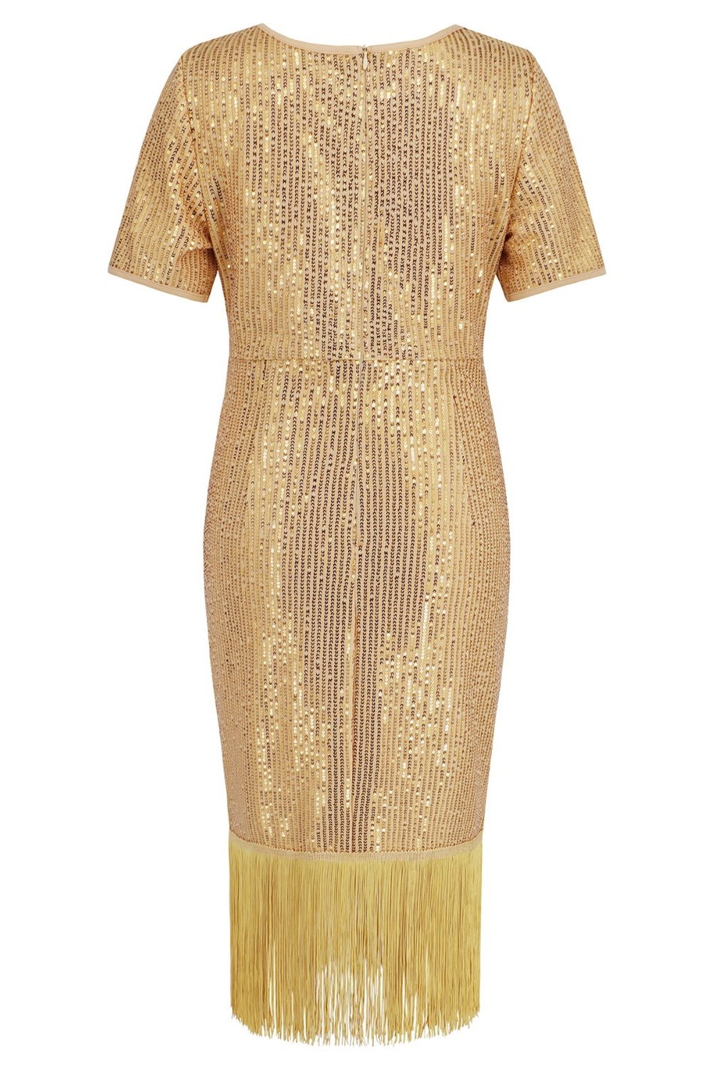 Tassel Sequin Short Sleeve Dress - Cocktail Dresses - FITGGINS