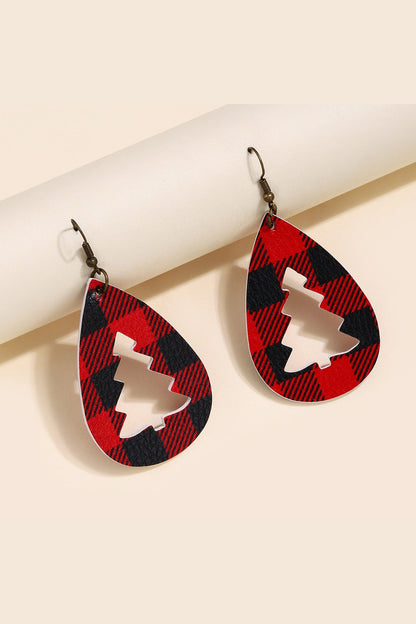 PU Leather Cutout Christmas Tree Earrings - Earrings - FITGGINS