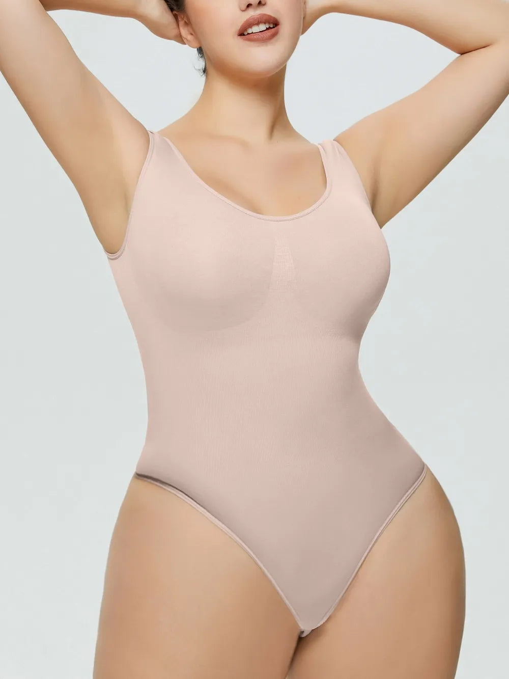 Scoop Neck Wide Strap Shaping Bodysuit Dust Storm Fitggins