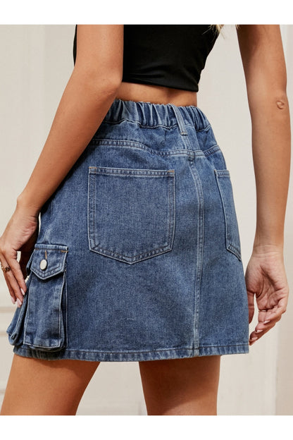 High Waist Denim Skirt - Shirts - FITGGINS