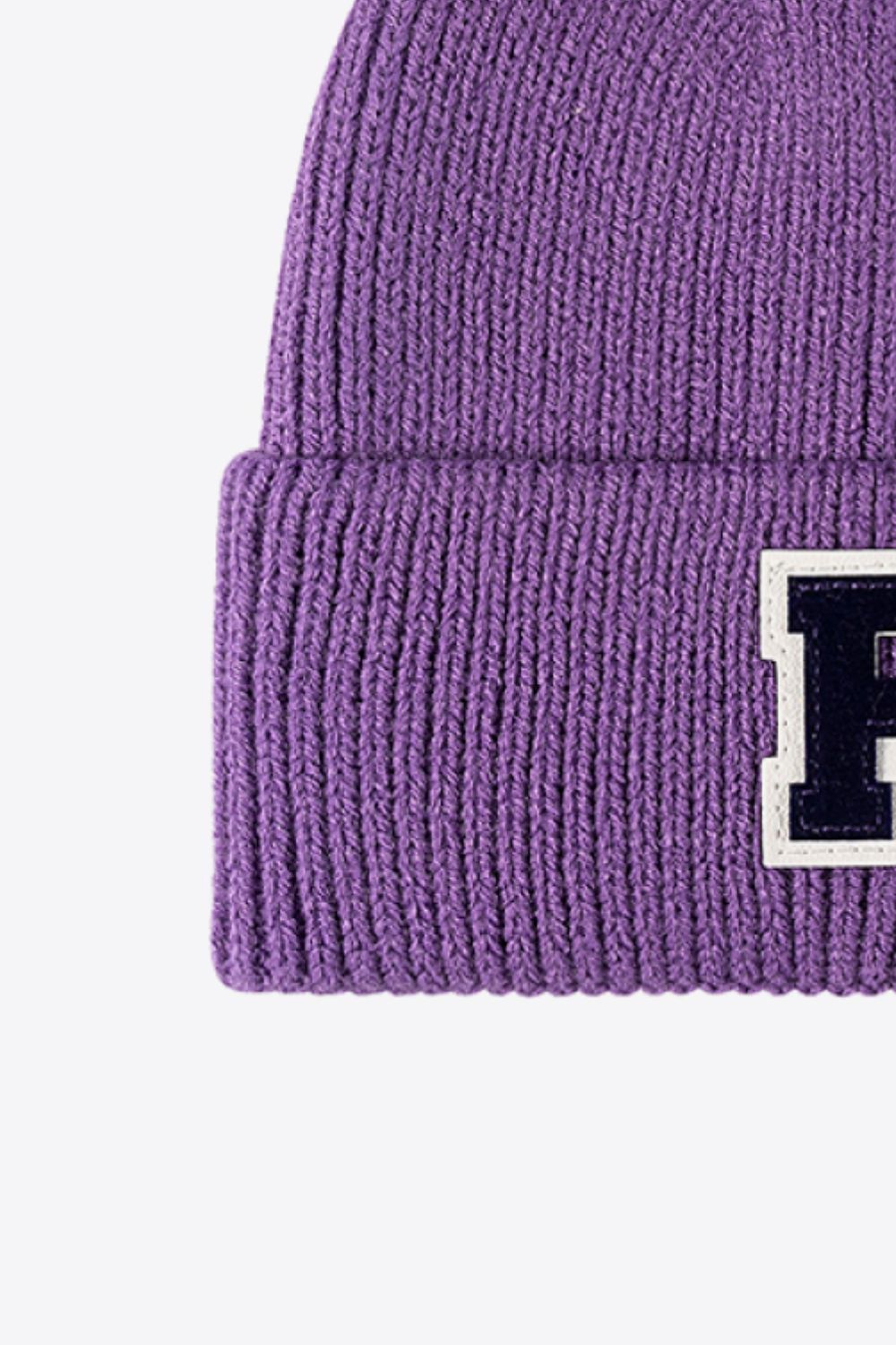 Letter Patch Cuffed Knit Beanie - Hats - FITGGINS