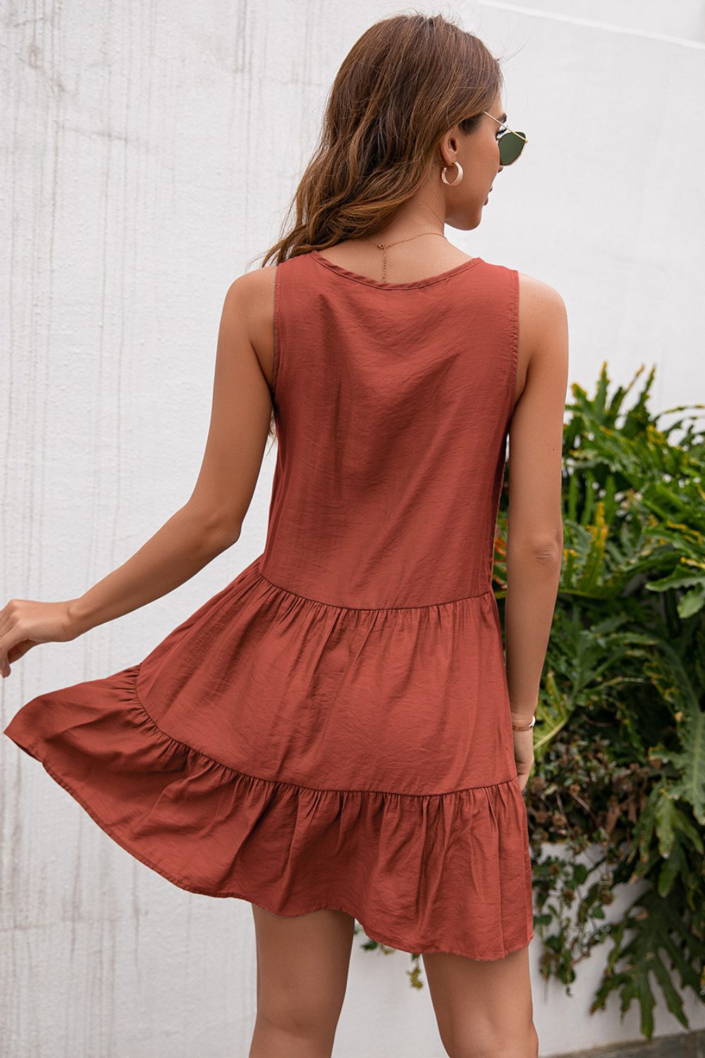 Ivy Lane Tassel Tie Lace Trim Sleeveless Dress Fitggins