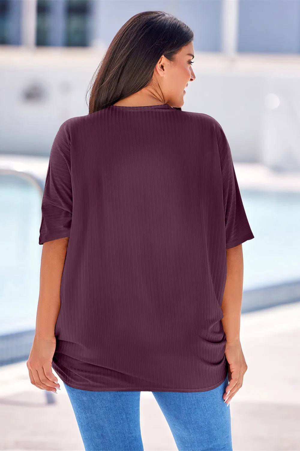 Plus Size Ribbed Cocoon Cover Up Fitggins