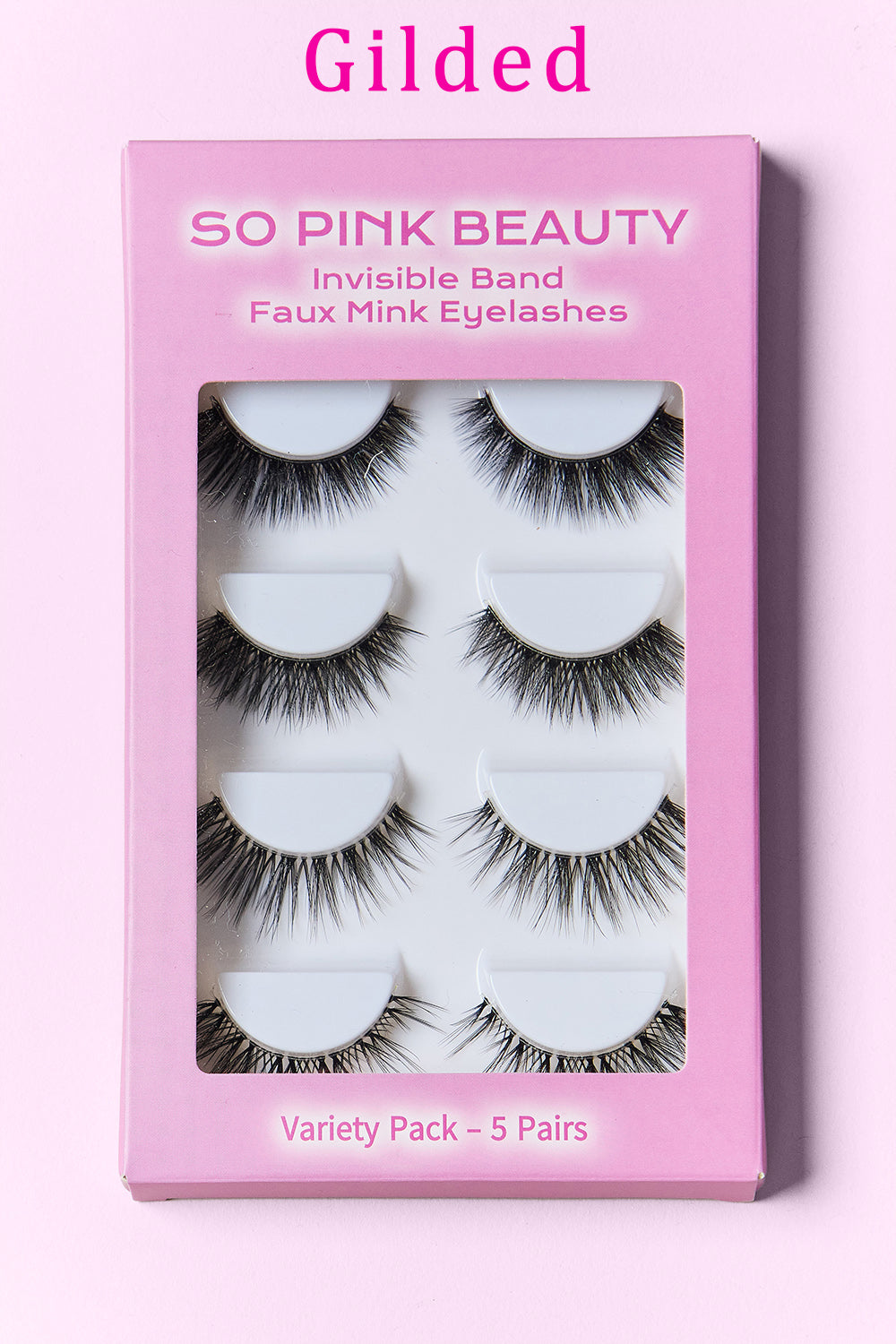 SO PINK BEAUTY Faux Mink Eyelashes Variety Pack 5 Pairs - - FITGGINS