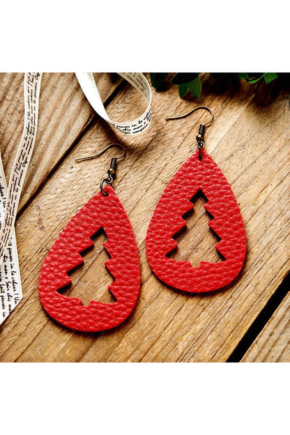 PU Leather Cutout Christmas Tree Earrings - Earrings - FITGGINS