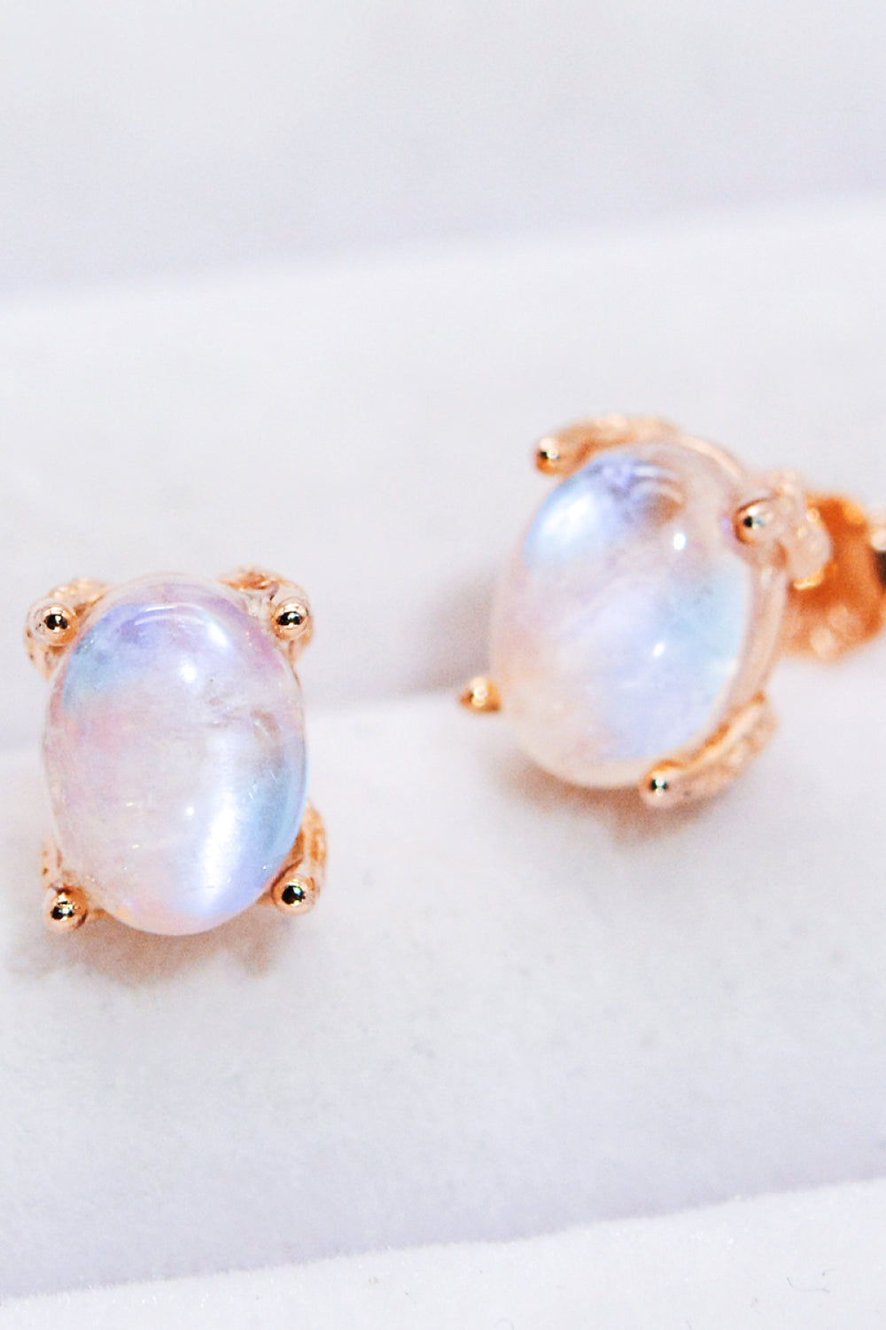 Natural Moonstone 4-Prong Stud Earrings - Earrings - FITGGINS