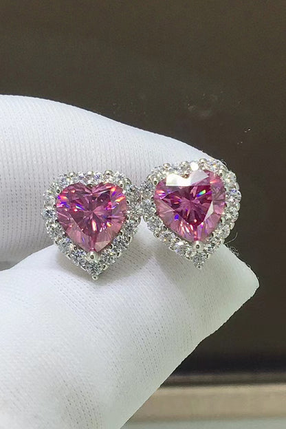 2 Carat Moissanite Heart-Shaped Earrings - Earrings - FITGGINS