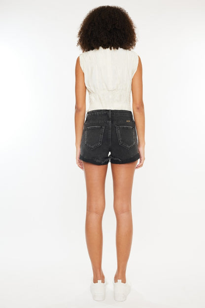 Kancan High Waist Distressed Denim Shorts - Denim Shorts - FITGGINS