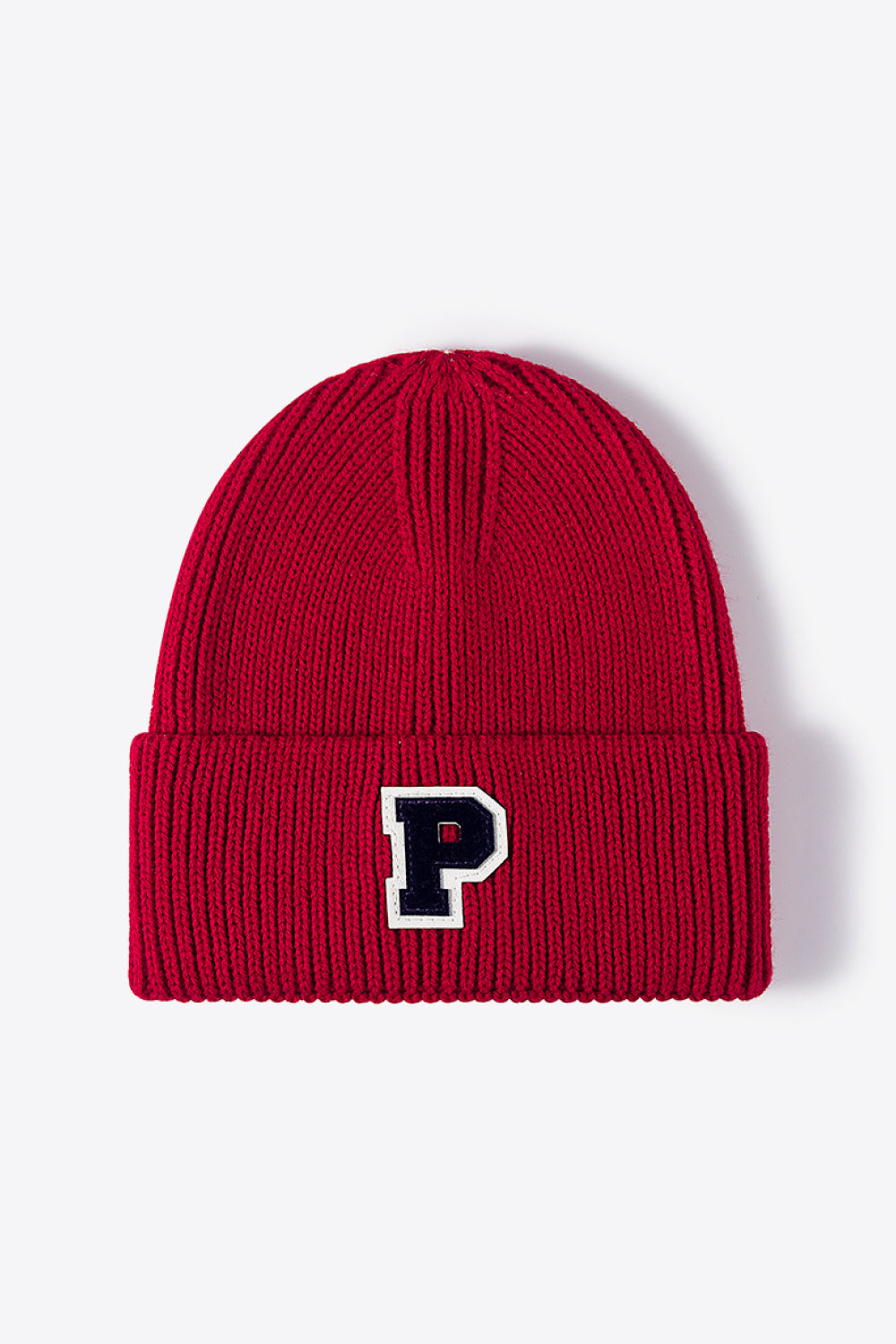 Letter Patch Cuffed Knit Beanie - Hats - FITGGINS