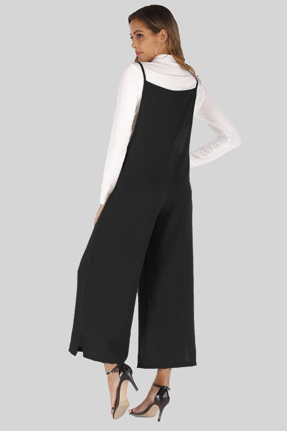 Full Size Cropped Wide Leg Overalls with Pockets - Pants - FITGGINS