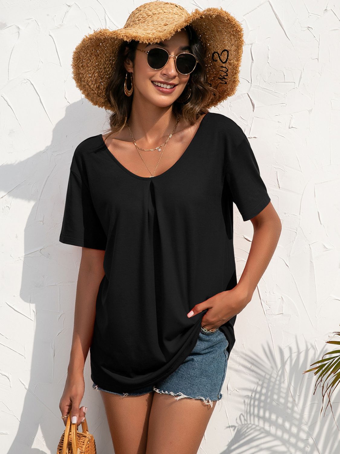 Ivy Lane Lace Trim Short Sleeve Top Fitggins