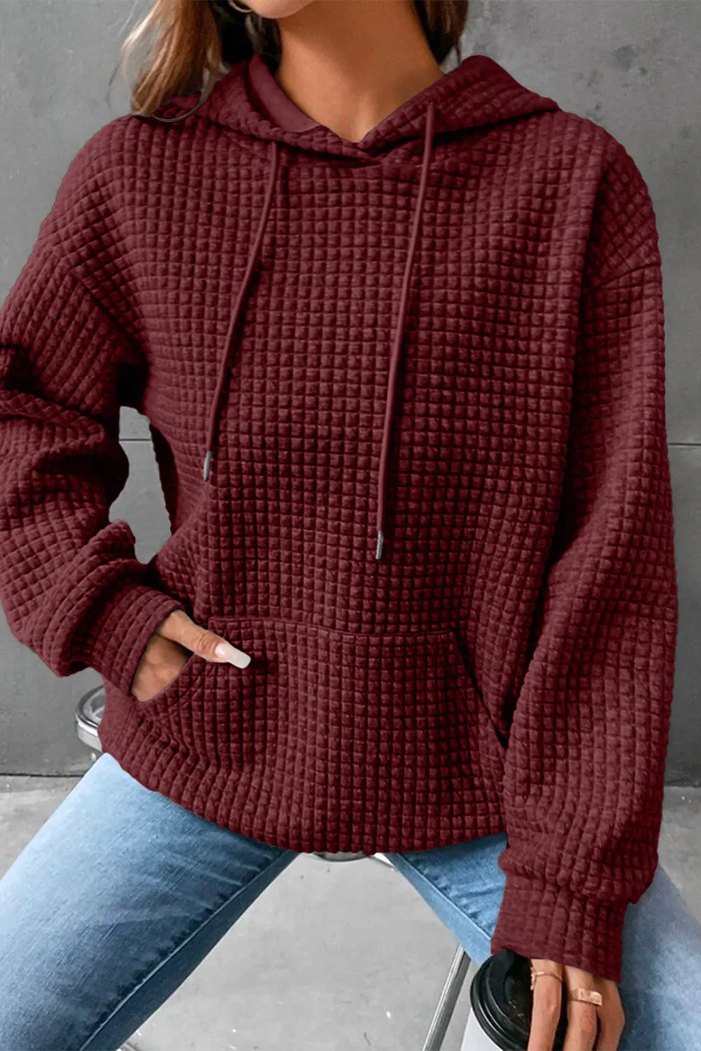 Dropped Shoulder Pocketed Hoodie Fitggins