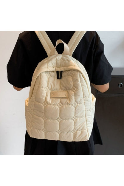 Quilted Polyester Backpack Bag - Handbag - FITGGINS