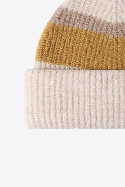 Tricolor Cuffed Knit Beanie - Hats - FITGGINS