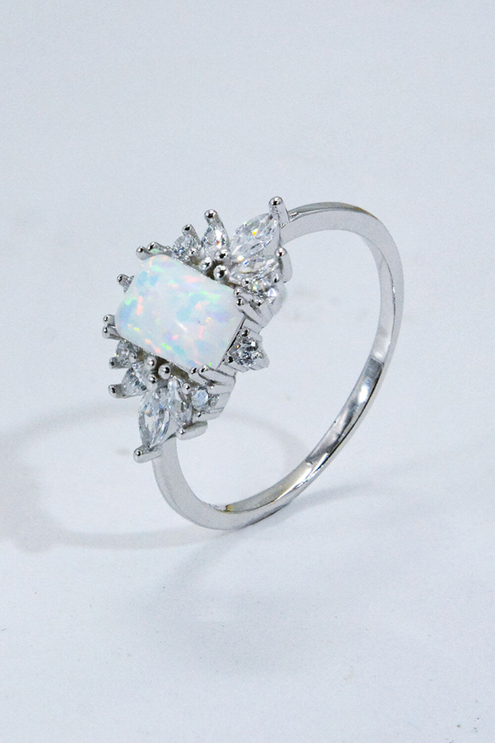 925 Sterling Silver Zircon and Opal Ring - Rings - FITGGINS