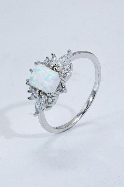 925 Sterling Silver Zircon and Opal Ring - Rings - FITGGINS