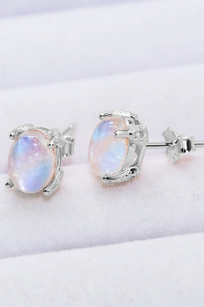 Natural Moonstone 4-Prong Stud Earrings - Earrings - FITGGINS