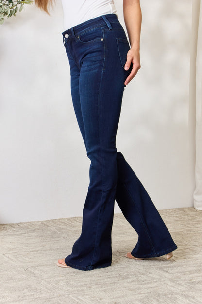 Kancan Full Size Mid Rise Flare Jeans - Jeans - FITGGINS