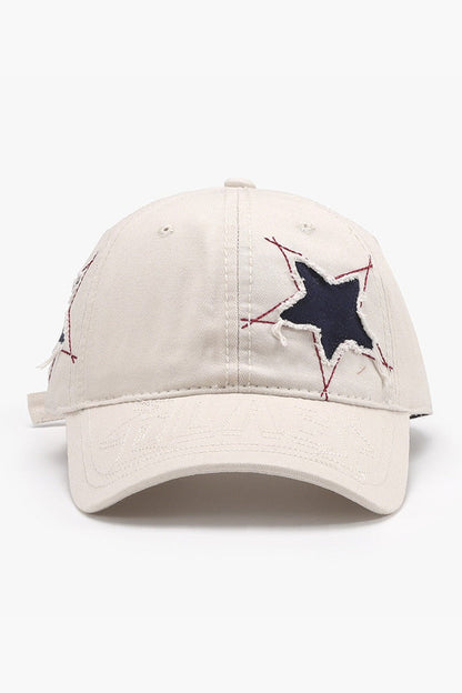 Adjustable Star Raw Hem Cap - Hats - FITGGINS