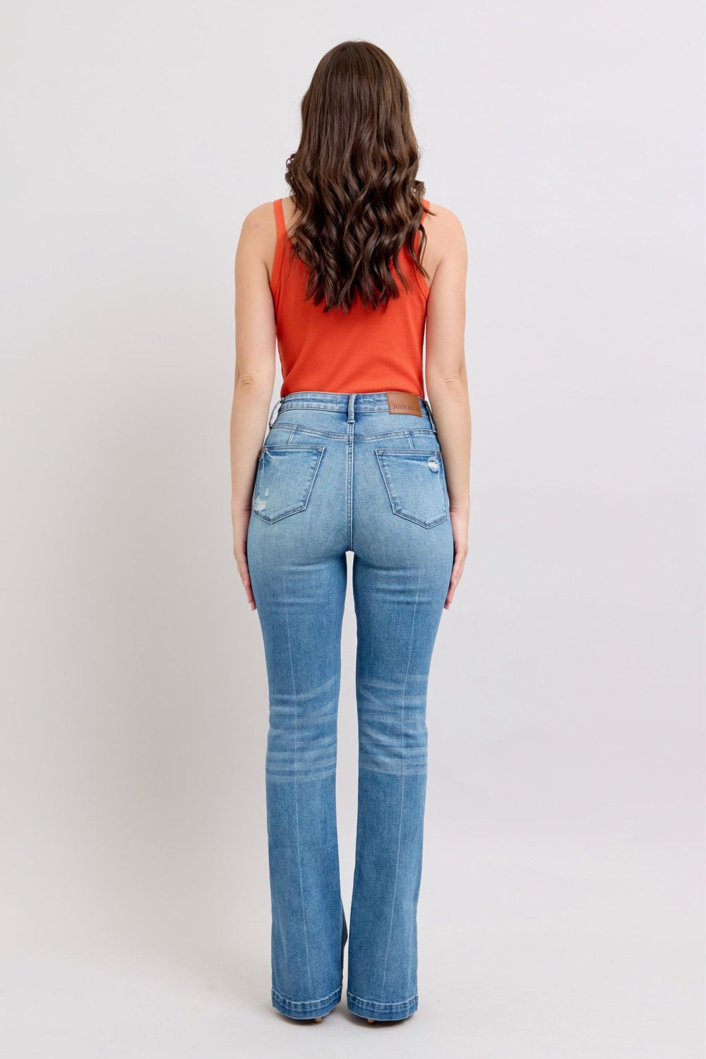 Judy Blue HW Tummy Control Vintage Wash Side Slit Slim Boot Jeans - Jeans - FITGGINS