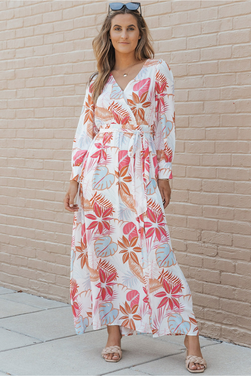 Printed Tie Waist Maxi Dress - Casual & Maxi Dresses - FITGGINS