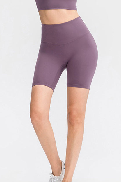 Slim Fit Wide Waistband Sports Shorts Mauve Fitggins