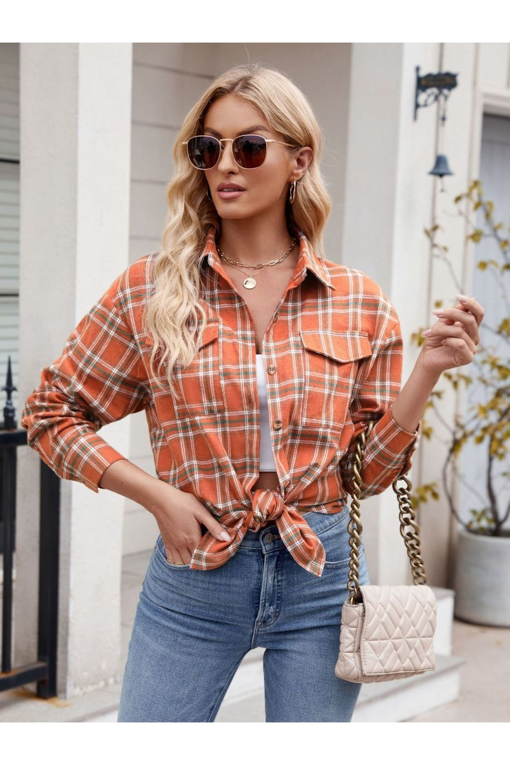 Mandy Plaid Button Up Long Sleeve Shirt Fitggins
