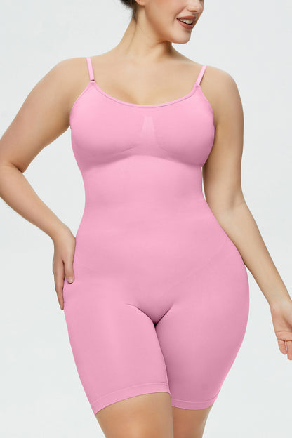 Full Size Spaghetti Strap Shaping Romper Pink Fitggins