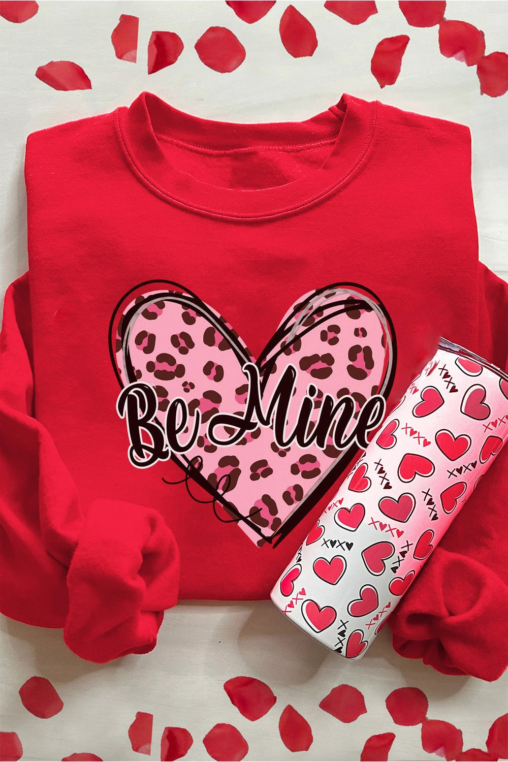 Valentine's Day BE MINE Heart Long Sleeve Sweatshirt - Sweatshirts & Hoodies - FITGGINS