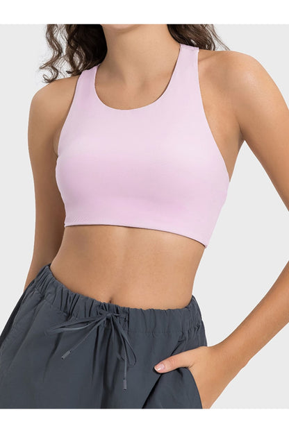 Millennia Cutout Round Neck Active Tank - Crop Tops & Tank Tops - FITGGINS