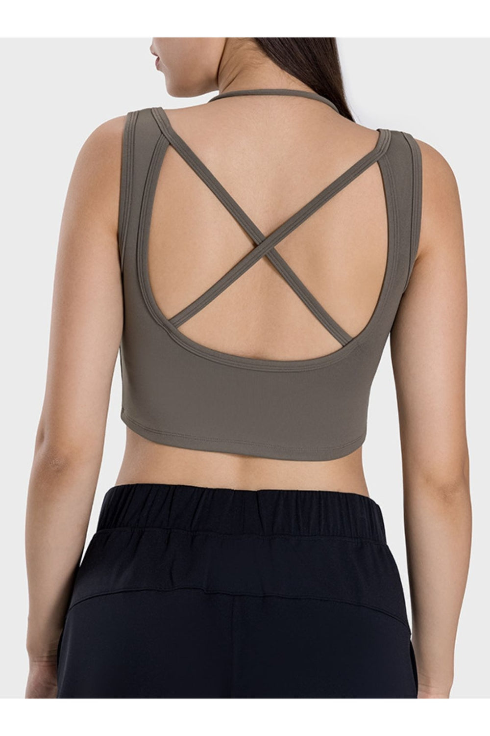 Millennia Crisscross Square Neck Active Tank - Crop Tops & Tank Tops - FITGGINS