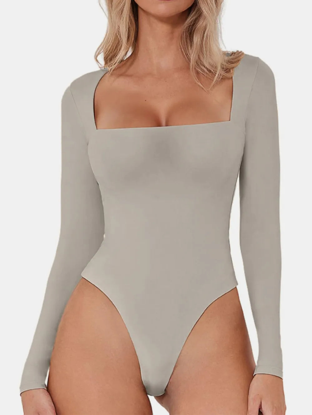 Square Neck Long Sleeve Bodysuit Fitggins