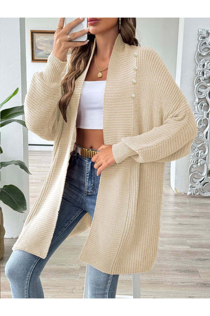 Open Front Long Sleeve Cardigan - Cardigans - FITGGINS