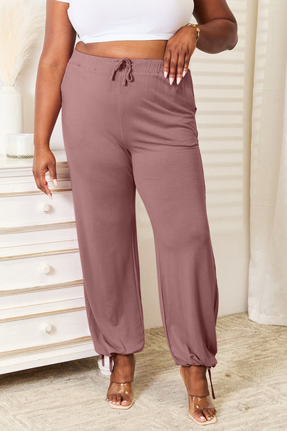 Basic Bae Full Size Soft Rayon Drawstring Waist Pants with Pockets - Pants - FITGGINS