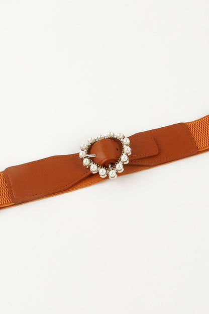 Pearl Heart Buckle Elastic Belt - Belt - FITGGINS