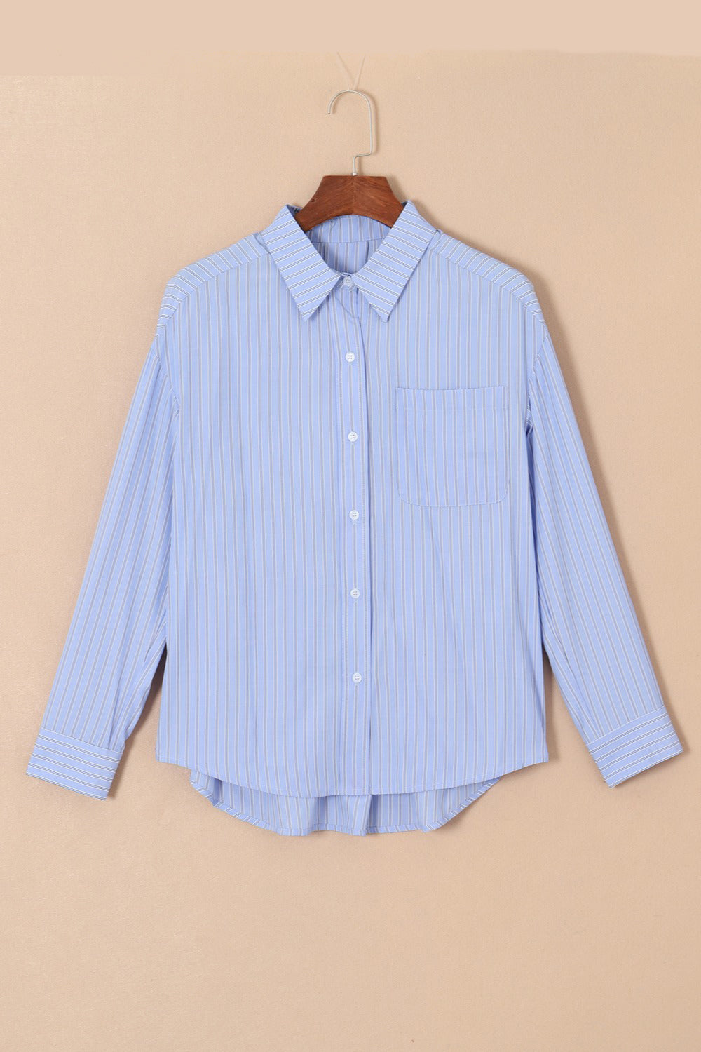 Striped Button Up Long Sleeve Shirt - Shirts - FITGGINS