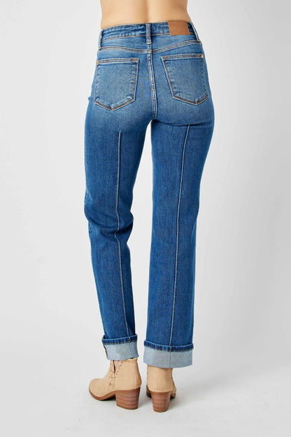 Judy Blue Full Size High Waist Front Seam Detail Straight Jeans - Jeans - FITGGINS