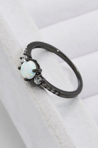 925 Sterling Silver Round Opal Ring - Rings - FITGGINS