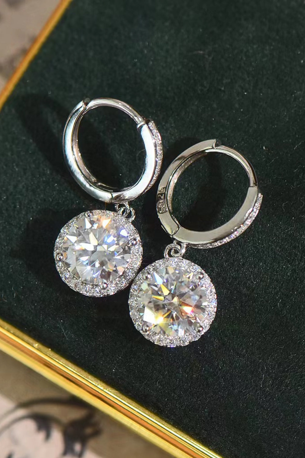 2 Carat Moissanite Round Drop Earrings - Earrings - FITGGINS