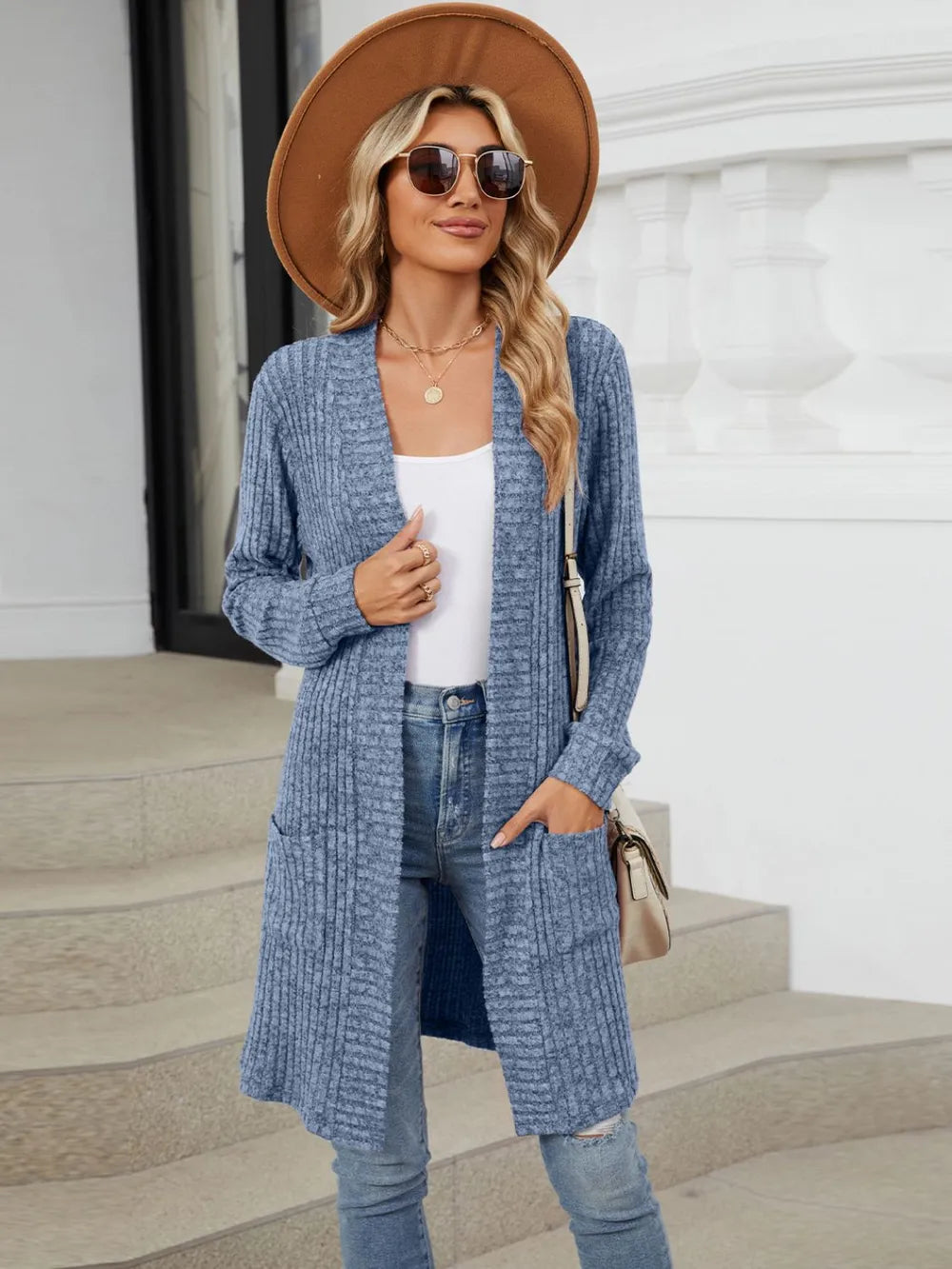 Open Front Long Sleeve Cardigan Fitggins