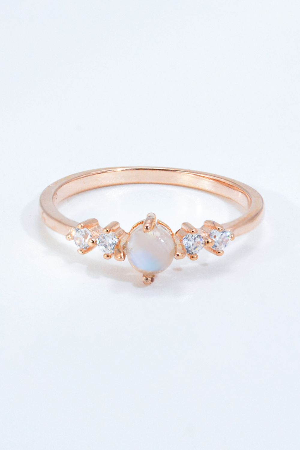 Natural Moonstone and Zircon 18K Rose Gold-Plated Ring - Rings - FITGGINS