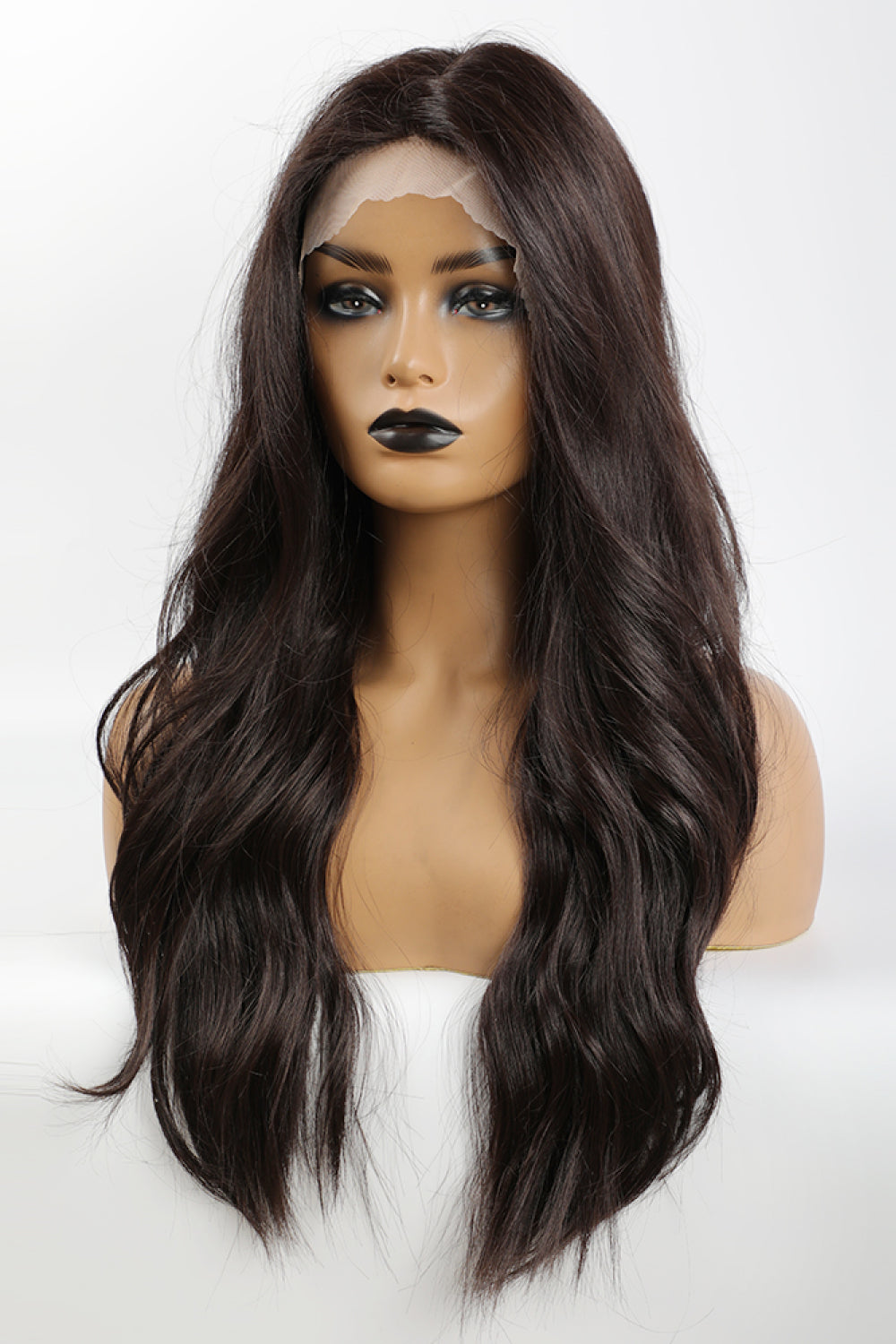 13*2" Lace Front Wigs Synthetic Long Wave 26" Heat Safe 150% Density in Brown - Hair - FITGGINS